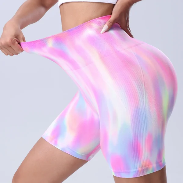 Aurora Rainbow High-Waist Seamless Biker Shorts Elvaio – 4 bold Prints of Color & Confidence