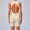 6 Super Colors SculptLite Short Jumpsuit – Seam-Contoured Fit, Luxe Feel, Open-Back Elegance
