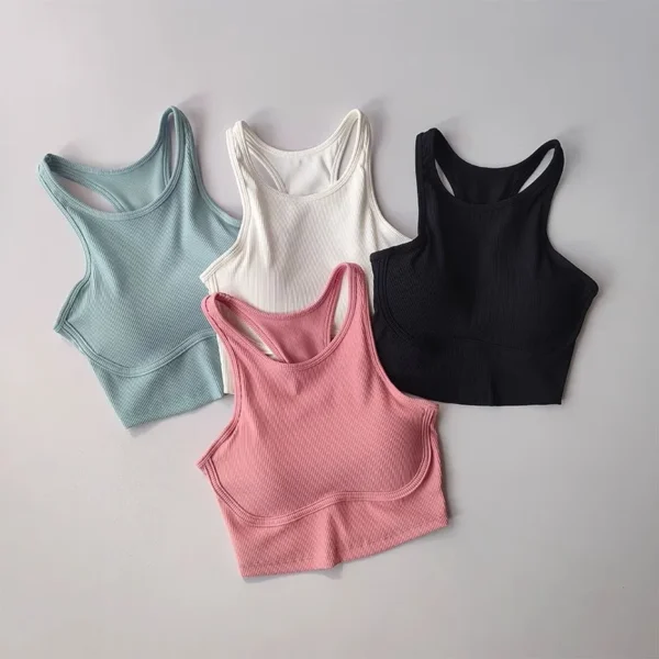 SculptFit Sports Bra – Elegant Back Cut, Built-In Cups, 4 Stunning Colors