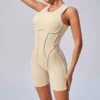 6 Super Colors SculptLite Short Jumpsuit – Seam-Contoured Fit, Luxe Feel, Open-Back Elegance