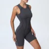 6 Super Colors SculptLite Short Jumpsuit – Seam-Contoured Fit, Luxe Feel, Open-Back Elegance