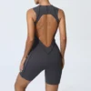 6 Super Colors SculptLite Short Jumpsuit – Seam-Contoured Fit, Luxe Feel, Open-Back Elegance