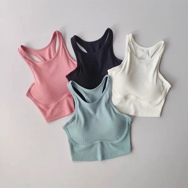 SculptFit Sports Bra – Elegant Back Cut, Built-In Cups, 4 Stunning Colors