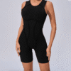 6 Super Colors SculptLite Short Jumpsuit – Seam-Contoured Fit, Luxe Feel, Open-Back Elegance