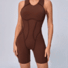 6 Super Colors SculptLite Short Jumpsuit – Seam-Contoured Fit, Luxe Feel, Open-Back Elegance