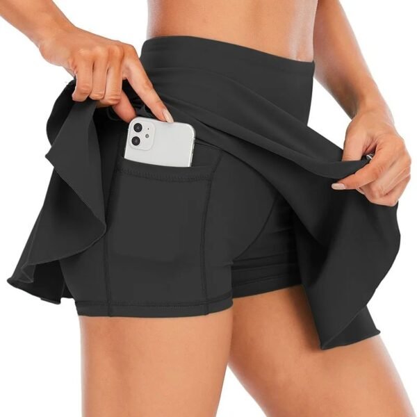 Cloud Rise Pocket Tennis Skort – High Waist Athletic Skirt with Built-In Shorts and Pockets